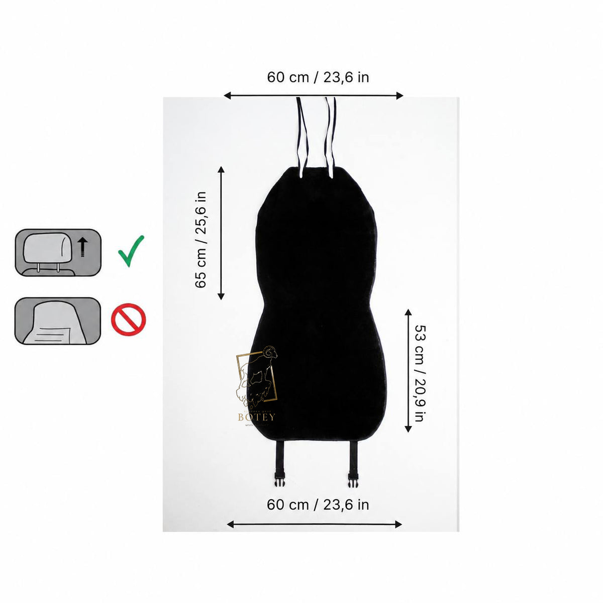 Maxi Sheepskin Car Seat Covers Black (120×60 cm) – Natural Fur Universal Fit