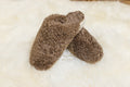 Women's Sheepskin Slippers LAMA (Double-Sided Curly Sheepskin) – Brown