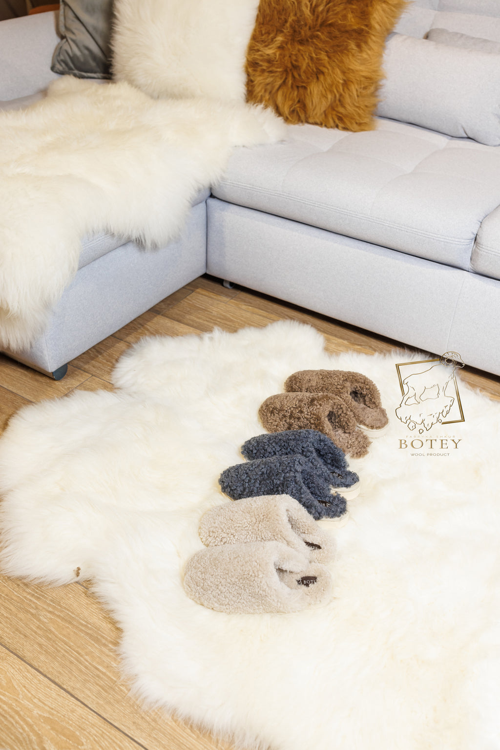 Women's Sheepskin Slippers LANA (Double-Sided Curly Sheepskin)