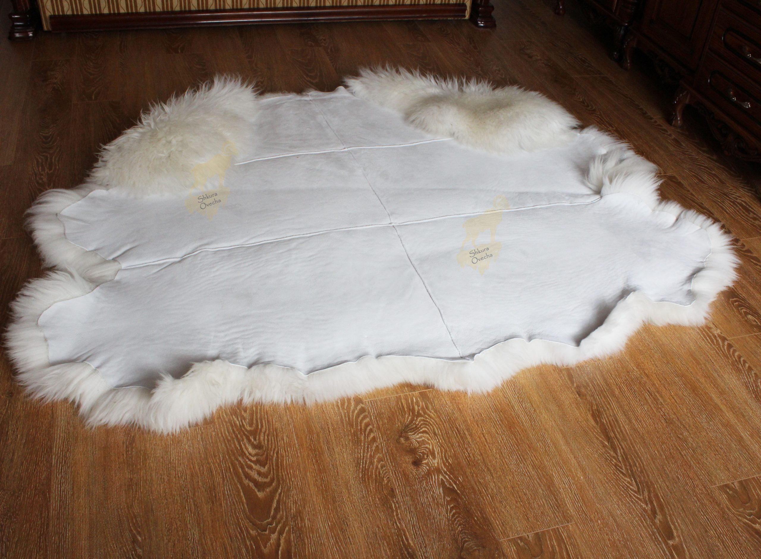 Sheepskin Rug 6-in-1 Lux (200×160 cm) – Natural White Fur Carpet