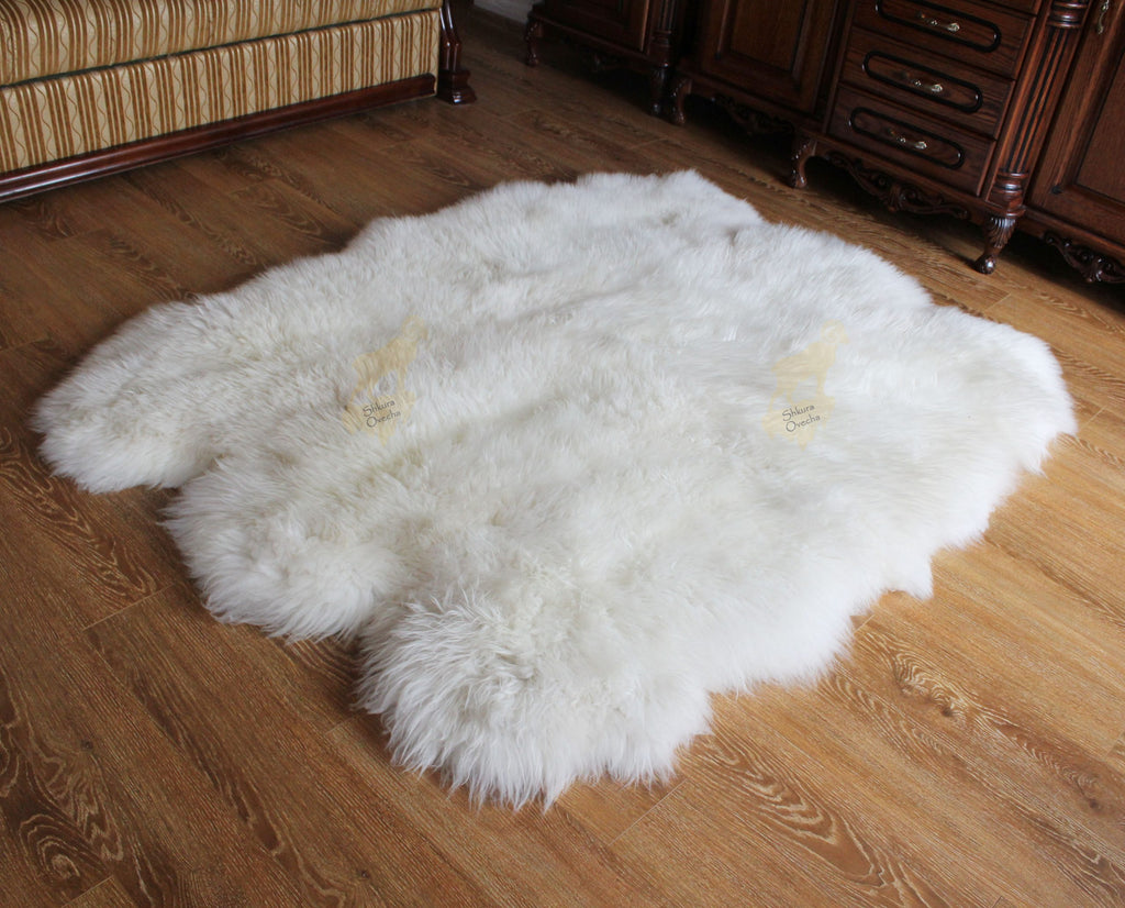 Sheepskin Rug 6-in-1 Lux (200×160 cm) – Natural White Fur Carpet