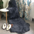 Grey Sheepskin Rug (200×70 cm) – Natural Fur Carpet
