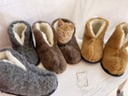 High Sheepskin Slippers Brown – Warm Natural Wool Home Boots