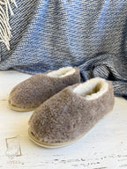 Women’s Sheepskin Slippers Coffee – Soft Natural Wool Home Shoes (Sizes 36–41)