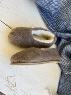 Women’s Sheepskin Slippers Coffee – Soft Natural Wool Home Shoes (Sizes 36–41)