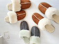 Women’s Suede Sheepskin Slippers Brown – Premium Natural Wool Home Shoes (Sizes Available)