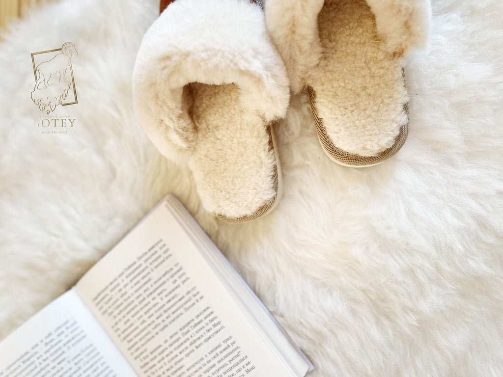 Women’s Suede Sheepskin Slippers Brown – Premium Natural Wool Home Shoes (Sizes Available)