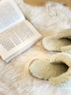 Women’s Suede Sheepskin Slippers Graphite – Premium Natural Wool Home Shoes (Sizes Available)