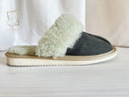 Women’s Suede Sheepskin Slippers Graphite – Premium Natural Wool Home Shoes (Sizes Available)
