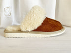 Women’s Suede Sheepskin Slippers Brown – Premium Natural Wool Home Shoes (Sizes Available)