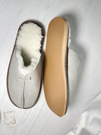 Men’s Suede Sheepskin Slippers Grey – Premium Natural Wool Home Shoes (Sizes Available)