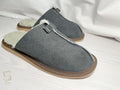 Men’s Suede Sheepskin Slippers Graphite – Premium Natural Wool Home Shoes (Sizes Available)