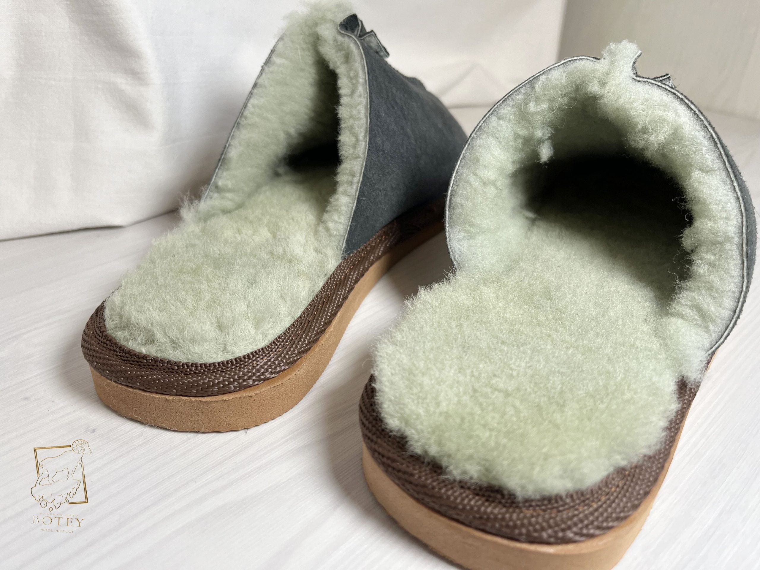 Men’s Suede Sheepskin Slippers Graphite – Premium Natural Wool Home Shoes (Sizes Available)