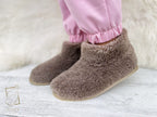 Women’s Sheepskin Ugg Slippers Coffee – Warm Natural Wool Home Boots (Sizes 36–41)