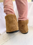 High Sheepskin Slippers Copper – Warm Natural Wool Home Boots with Felt Sole (Sizes 36–41)