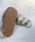 Short Sheepskin Slippers with EVA Sole – Warm Natural Wool Home Shoes