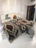Carpathian Wool Blanket “Double Diamonds” 150×210 cm – Premium Handmade Natural Wool