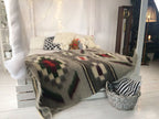 Carpathian Wool Blanket “Double Diamonds” 150×210 cm – Premium Handmade Natural Wool