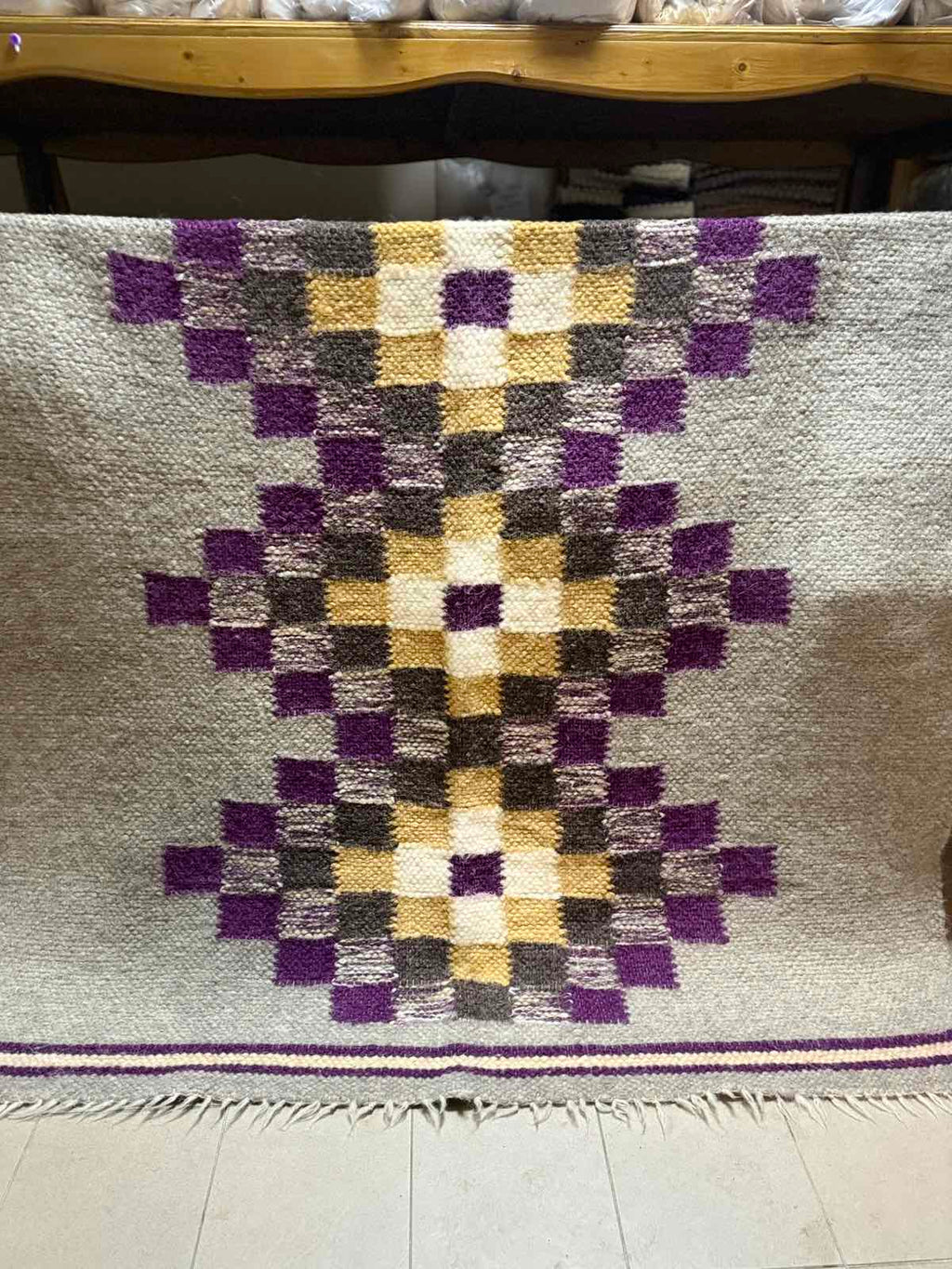 Carpathian Wool Blanket “Violet” 190×220 cm – Premium Handmade Natural Wool