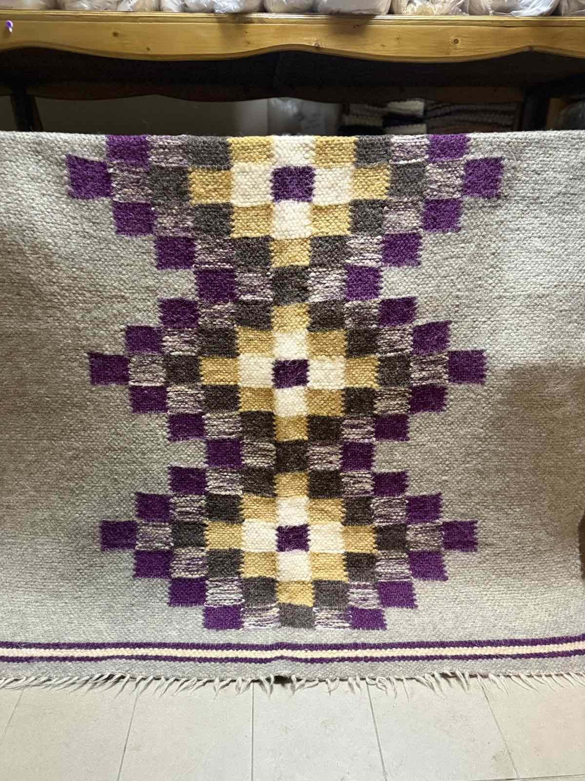 Carpathian Wool Blanket “Violet” 190×220 cm – Premium Handmade Natural Wool