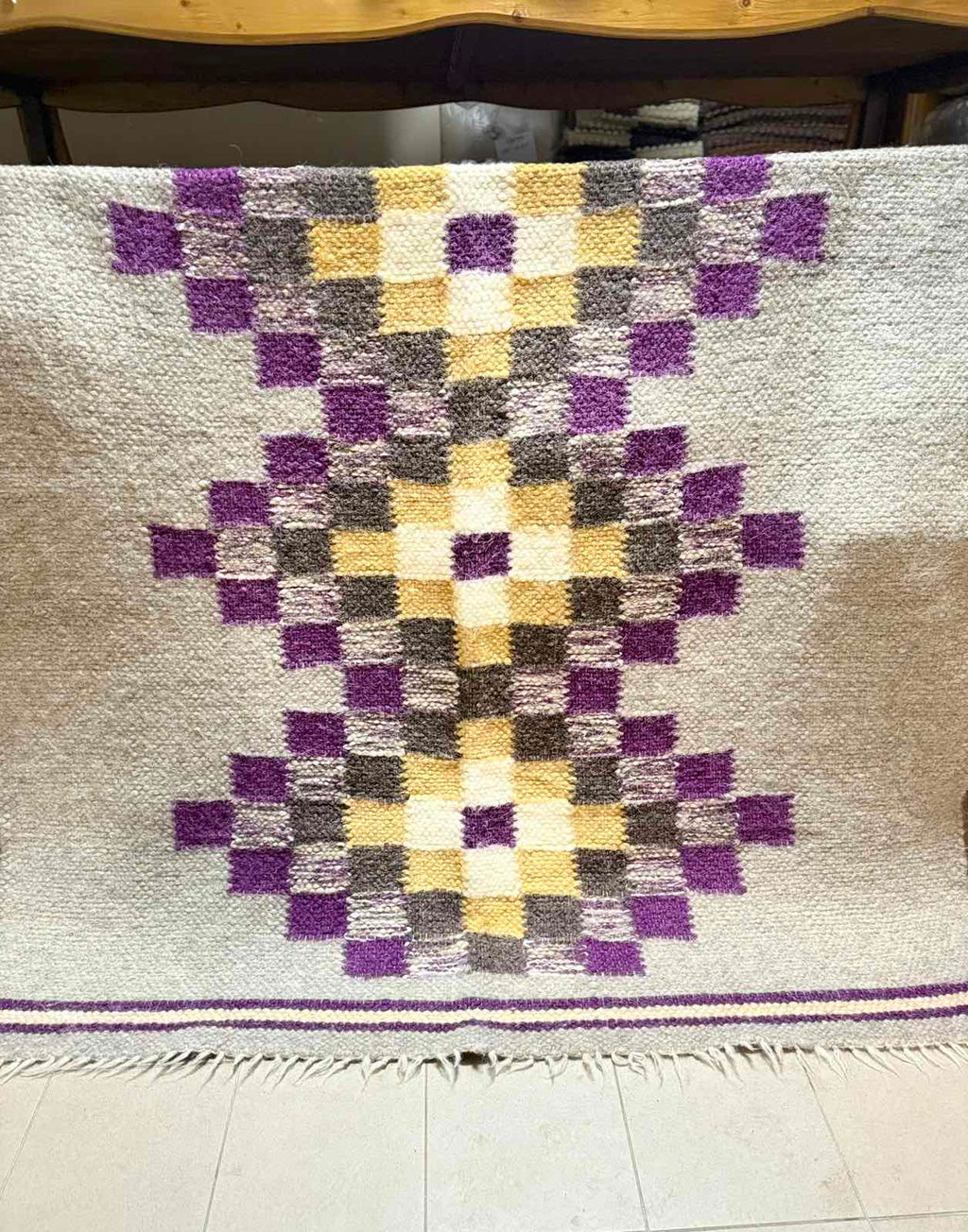 Carpathian Wool Blanket “Violet” 190×220 cm – Premium Handmade Natural Wool