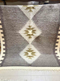 Carpathian Wool Blanket “Grey Pattern” 200×220 cm – Premium Handmade Natural Wool