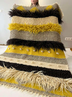 Carpathian Wool Blanket “Chocolate Tale” 150×200 cm – Premium Handmade Natural Wool